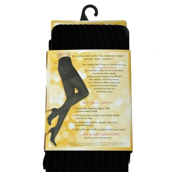 SPANX Star Power by Spanx Women's Ribbed Row Shaping Tights Black Size C New - Picture 6 of 6